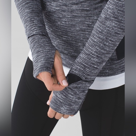 Lululemon Think Fast Long Sleeve, Coco Pique Black / Black, Size 10 - Picture 5 of 12